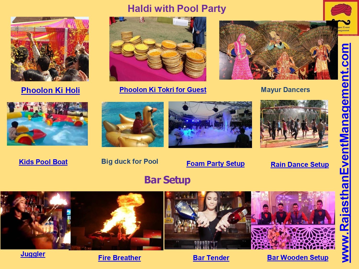 Rain Dance, Foam Party, Pool & Bar Setup